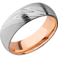 Damascus + Polish Finish + 14K Rose Gold