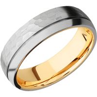 Titanium + Hammer , Bead Finish + 14K Yellow Gold