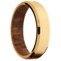 14K Yellow Gold + Satin , Polish Finish + Leopard Wood