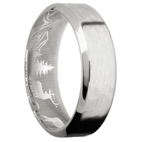 18K White Gold + Hammer , Polish Finish