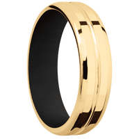 14K Yellow Gold + Polish , Polish Finish + Black