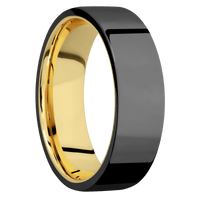 Zirconium + Polish Finish + 18K Yellow Gold