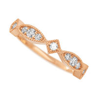 10K Rose Gold band with alternating 3 Round Lab Grown Diamond, 2 Round Lab Grown Diamond and 4 Round Lab Grown Diamond having TCW-.27