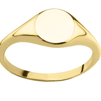 Small Circle signet ring (10mm) in 10K Yellow Gold, with a Thin style band.