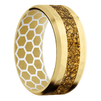 18K Yellow Gold + Hammer , Bead Finish + White