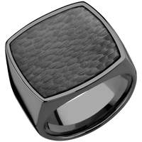 Extra Large Cushion signet ring (22x22mm) in Zirconium, with a Wide style band, a Zirconium inlay.