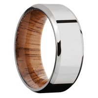 10K White Gold + Polish , Polish Finish + Koa