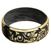 10K Yellow Gold + Satin , Polish Finish + Forged Carbon Fiber