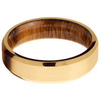 14K Yellow Gold + Satin , Polish Finish + Desert Iron Wood