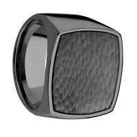 Extra Large Cushion signet ring (22x22mm) in Zirconium, with a Wide style band, a Zirconium inlay.