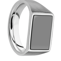 Medium Horizontal Rectangle signet ring (16x11.5mm) in Cobalt Chrome, with a Wide style band, a Zirconium inlay.