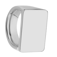 Extra Large Horizontal Rectangle signet ring  in Titanium, with a Wide style band.