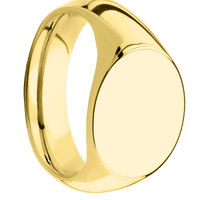 Medium Horizontal Oval signet ring (16x13mm) in 10K Yellow Gold, with a Wide style band.