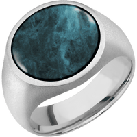 Large Circle signet ring (18mm) in Palladium Silver, with a Wide style band, a Washington Blue Jade inlay.