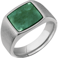 Medium Cushion signet ring (14x14mm) in Titanium, with a Wide style band, a Washington Green Jade inlay.