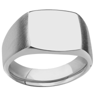 Medium Cushion signet ring (14x14mm) in Titanium, with a Wide style band.