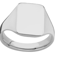 Medium Rectangle signet ring (16x11.5mm) in Titanium, with a Thin style band.