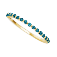 10K Yellow Gold band with 15 Round Ocean Blue Diamond having TCW-.22