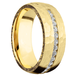 18K Yellow Gold + Hammer Finish