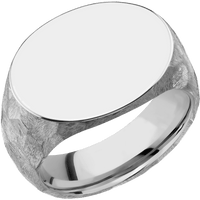 Large Horizontal Oval signet ring (20x16mm) in Palladium Silver, with a Wide style band.
