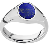 Small Oval signet ring (12x9mm) in Cobalt Chrome, with a Wide style band, a Lapis inlay.