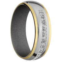 14K White Gold + Satin , Polish Finish + Gun Metal Grey