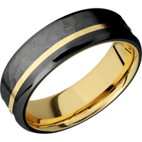 Zirconium + Hammer , Polish Finish + 14K Yellow Gold