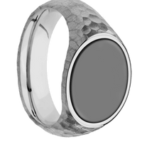 Medium Horizontal Oval signet ring (16x13mm) in Titanium, with a Wide style band, a Zirconium inlay.