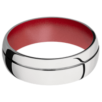 14K White Gold + Polish , Polish Finish + Habanero Red
