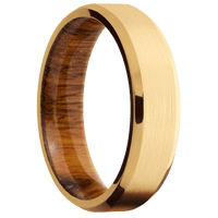 14K Yellow Gold + Satin , Polish Finish + Desert Iron Wood