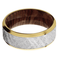 14K Yellow Gold + Polish , Bead Finish + Sequoia