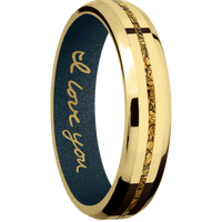 18K Yellow Gold + Polish , Polish Finish + Blue Titanium