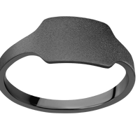 Small Horizontal Rectangle signet ring (12x9mm) in Zirconium, with a Cigar style band.