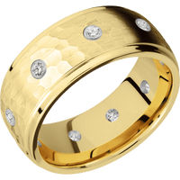 14K Yellow Gold + Hammer , Polish Finish