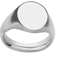 Medium Oval signet ring (16x13mm) in 14K White Gold, with a Wide style band.