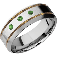 14K White Gold + Hammer , Satin Finish