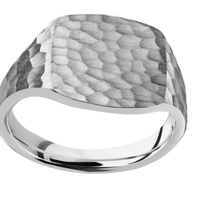 Medium Cushion signet ring (14x14mm) in Palladium Silver, with a Thin style band.