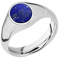 Small Oval signet ring (12x9mm) in Cobalt Chrome, with a Wide style band, a Lapis inlay.