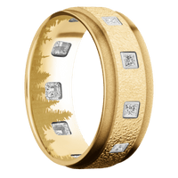 10K Yellow Gold + Stipple , Sand Finish