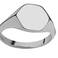 Medium Hexagon signet ring (13.9x12mm) in Titanium, with a Thin style band.