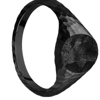Small Oval signet ring (12x9mm) in Zirconium, with a Thin style band.
