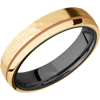 10K Yellow Gold + Hammer , Polish Finish + Zirconium