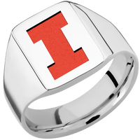 Medium Rectangle signet ring (16x11.5mm) in Cobalt Chrome, with a Wide style band and an Illinois Block I engraving.