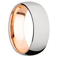 Titanium + Polish Finish + 14K Rose Gold