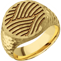 Large Circle signet ring (18mm) in 10K Yellow Gold, with a Wide style band and a Navigator Rev engraving.