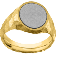 Medium Oval signet ring (16x13mm) in 18K Yellow Gold, with a Wide style band, a Platinum inlay.