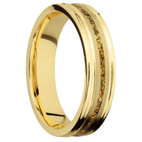 14K Yellow Gold + Sand , Polish Finish