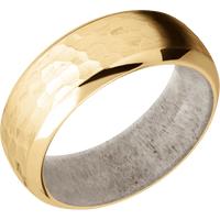 10K Yellow Gold + Hammer , Polish Finish + Antler