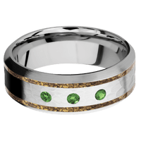 14K White Gold + Hammer , Satin Finish