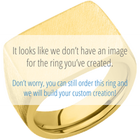 Large Horizontal Rectangle signet ring (20x14.5mm) in 14K Yellow Gold, with a Wide style band, a Red Dino Bone inlay.
